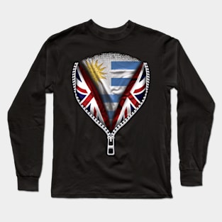 Uraguyan Flag  Uruguay Flag zipped British Flag - Gift for Uraguyan From Uruguay Long Sleeve T-Shirt